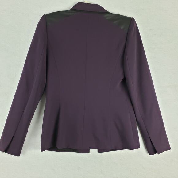 Trouve Women's XS Dark Purple Blazer Black Faux Leather Shoulder Office Gothic‎ - Picture 8 of 12